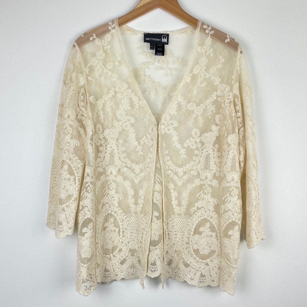 Anthony Original Cream Lace Top with Clasp - Size S